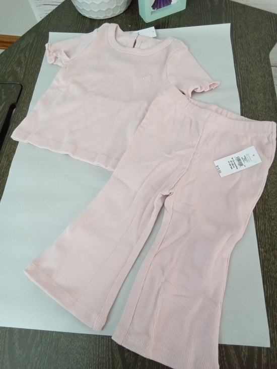 GAP Other - Baby Gap Baby Girls Pink Ribbed Ruffle Top & Flare Pants Set 6-12M NWT